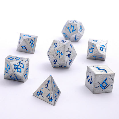 Barbarian Solid Metal Polyhedral Dice Set - Brushed Blue
