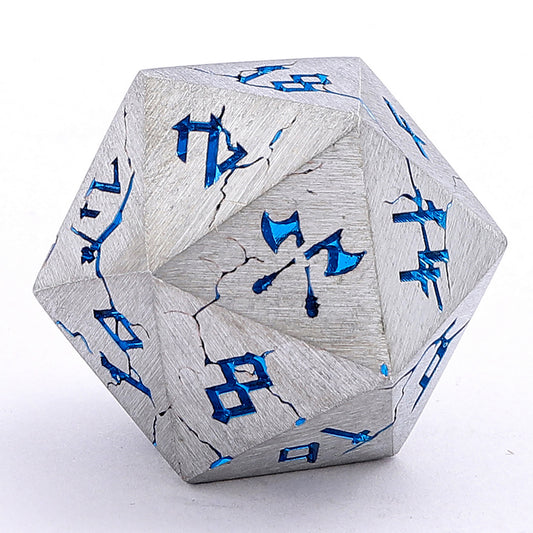 Barbarian Solid Metal Polyhedral Dice Set - Brushed Blue