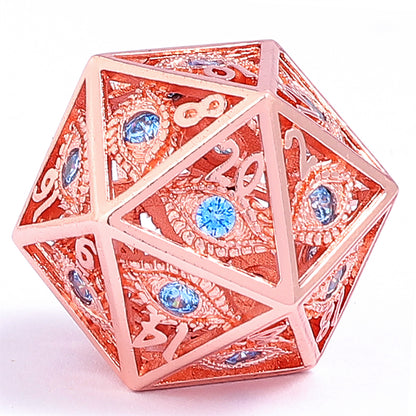 古代の銀と青い宝石のドラゴンアイダイスセット