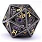 Black with Purple Gems Dragon's Eye Hollow Metal Dice set