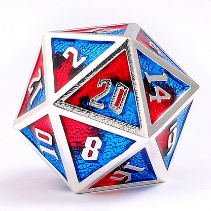 Draconis Silver w/Red&Blue Enamel RPG Dice Set