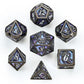 Solid Metal Dragon Dice Set - Gunmetal w/Purple