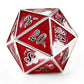 Solid Metal Dragon Dice Set - Silver w/Red&White