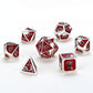 Solid Metal Dragon Dice Set - Silver w/Red&White