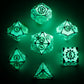 Gears of Fate Solid Metal Dice Set-Glow in the dark