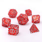 Gears of Fate Solid Metal Dice Set-Brushed Red