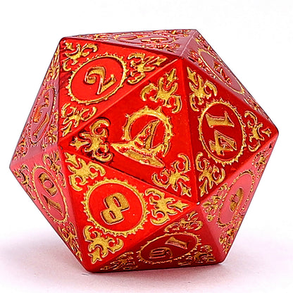Wizard Solid Metal Polyhedral Dice Set -Red w/Gold