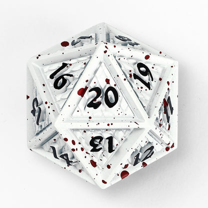 Behemoth 45mm Solid Metal D20 Spin Down -Matt White w/Blood Splatter