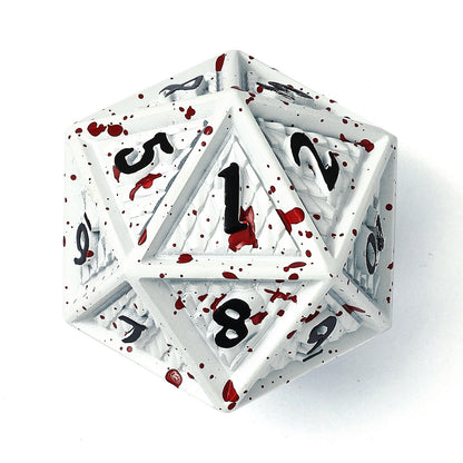 Behemoth 45mm Solid Metal D20 Spin Down -Matt White w/Blood Splatter