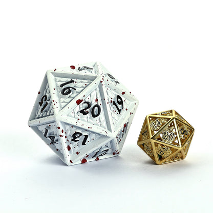 Behemoth 45mm Solid Metal D20 Spin Down -Matt White w/Blood Splatter