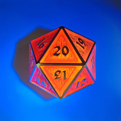 Behemoth 45mm Solid Metal D20 Spin Down -Silver w/Fluorescent Pink