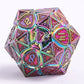 Fighter Solid Metal Polyhedral Dice Set-Rainbow w/UV-reactive Red