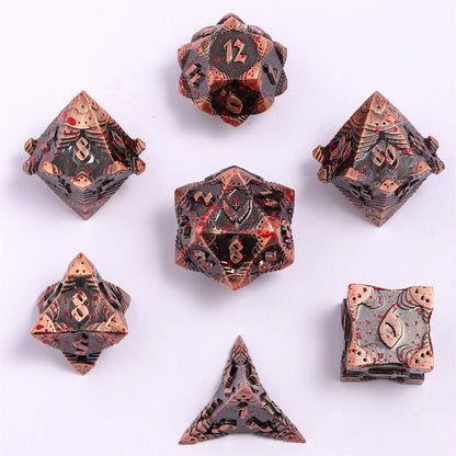 Paladin Solid Metal Polyhedral Dice Set-Ancient Copper w/Blood Splatter - HYMGHO Dice 