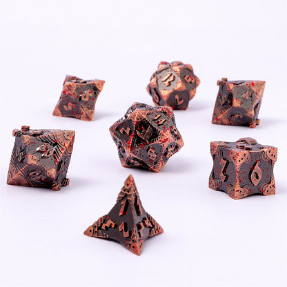 Paladin Solid Metal Polyhedral Dice Set-Ancient Copper w/Blood Splatter - HYMGHO Dice 