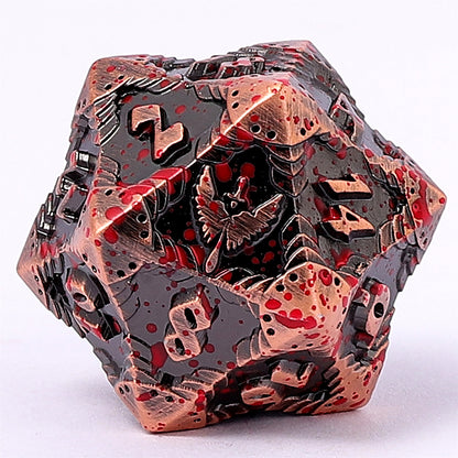 Paladin Solid Metal Polyhedral Dice Set-Ancient Copper w/Blood Splatter - HYMGHO Dice 