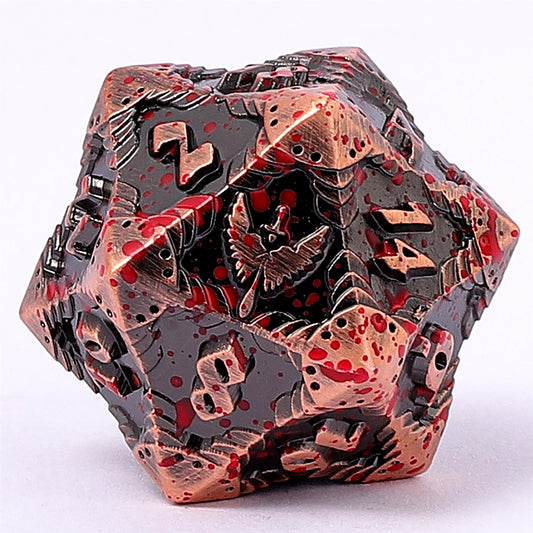 Paladin Solid Metal Polyhedral Dice Set-Ancient Copper w/Blood Splatter - HYMGHO Dice 