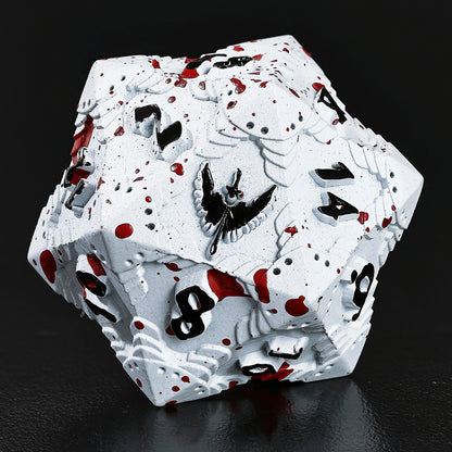 Paladin Solid Metal Polyhedral Dice Set-Matt White w/Blood Splatter