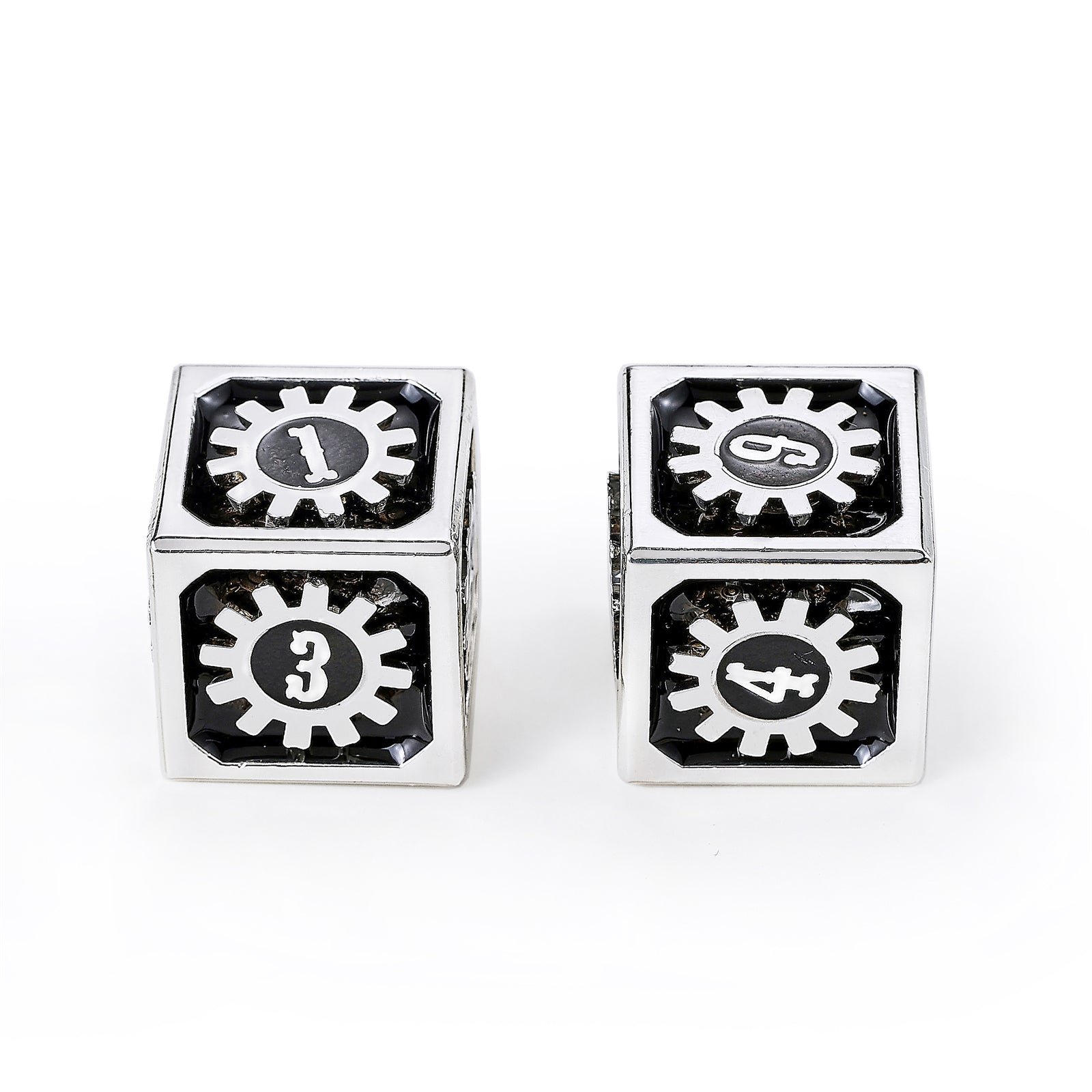 2d6 Cogcraft Fidget 2D6 Set Diesel - Black and Silver – HYMGHO Dice