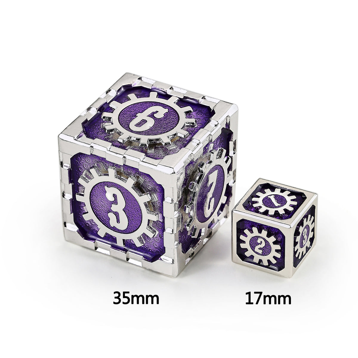 2d6 Cogcraft Fidget 2D6 Set Chrononaut - Purple and Silver – HYMGHO Dice