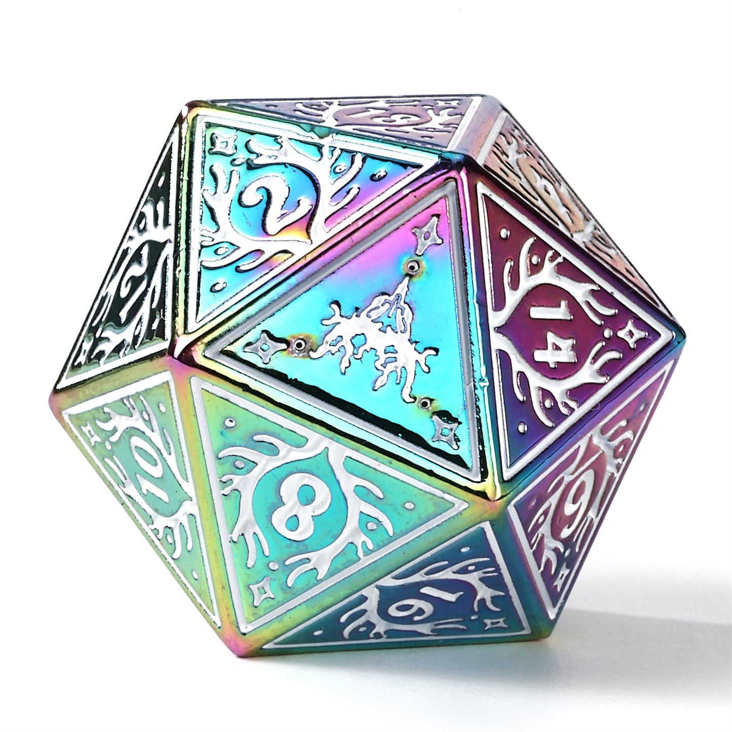 Druid Solid Metal RPG Dice Set - Rainbow w/White