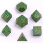 Druid Solid Metal RPG Dice Set - Green w/Gold