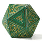 Druid Solid Metal RPG Dice Set - Green w/Gold