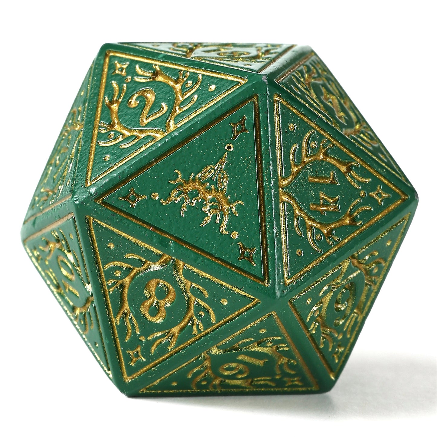 Druid Solid Metal RPG Dice Set - Green w/Gold