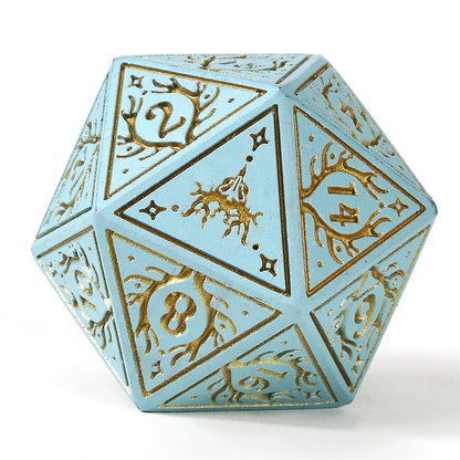 Druid Solid Metal RPG Dice Set - Pale Cyan w/Gold