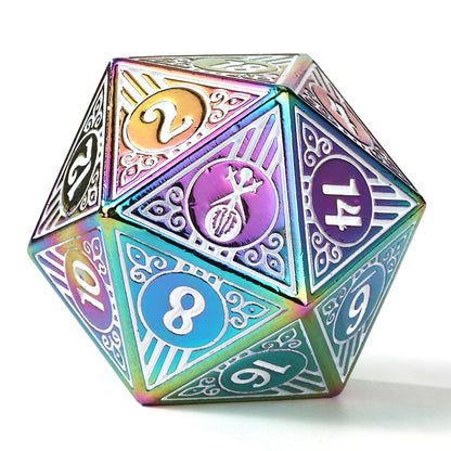 Bard Solid Metal RPG Dice Set - Rainbow w/White
