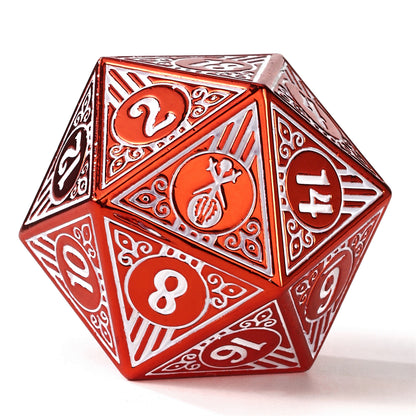 Bard Solid Metal RPG Dice Set - Red w/White