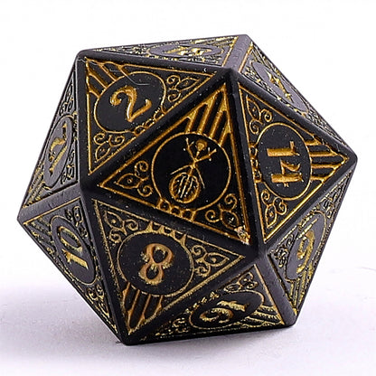Bard Solid Metal RPG Dice Set - Matt Black w/Gold