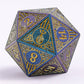 Bard Solid Metal RPG Dice Set - Glitter Blue w/Gold