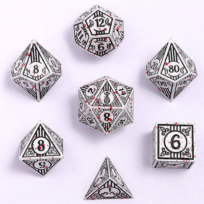 Bard Solid Metal RPG Dice Set - White w/Blood Splatter