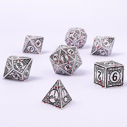Bard Solid Metal RPG Dice Set - White w/Blood Splatter