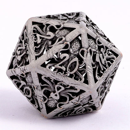 Lllithids Mind Cage Hollow Metal Dice Set - Ancient Silver