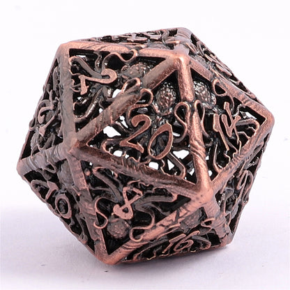 Lllithids Mind Cage Hollow Metal Dice Set - Ancient Copper