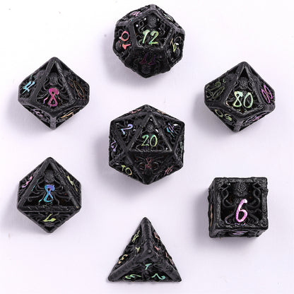 Lllithids Mind Cage Hollow Metal Dice Set - Black w/Chromatic