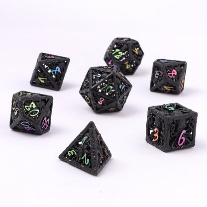 Lllithids Mind Cage Hollow Metal Dice Set - Black w/Chromatic