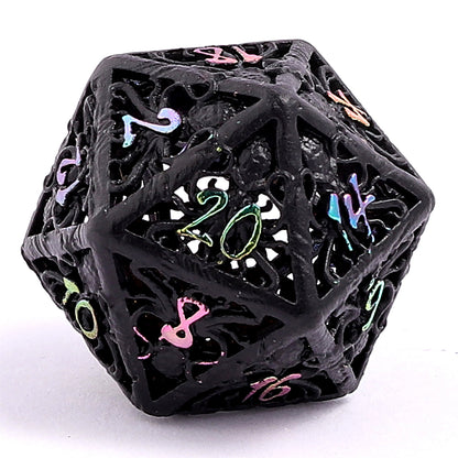 Lllithids Mind Cage Hollow Metal Dice Set - Black w/Chromatic