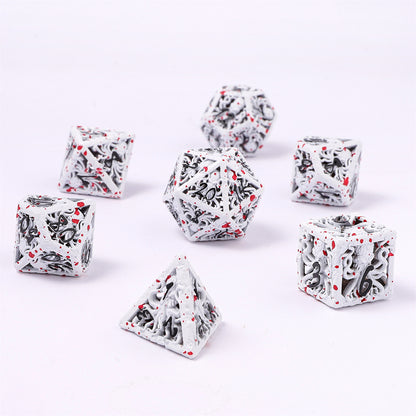 Lllithids Mind Cage Hollow Metal Dice Set - Blood Spatter