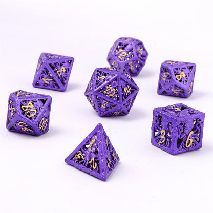 Lllithids Mind Cage Hollow Metal Dice Set - Purple w/Gold