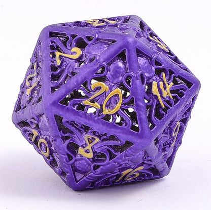 Lllithids Mind Cage Hollow Metal Dice Set - Purple w/Gold