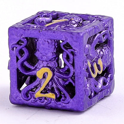 Lllithids Mind Cage Hollow Metal Dice Set - Purple w/Gold