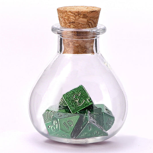 Unseeli Tiny Dice Set in Potion Bottle - Green - HYMGHO Dice 