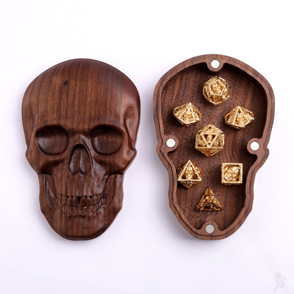 Black Walnut Premium Wooden Skull Gaming Accessory Case