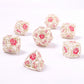 Hollow Rose Polyhedral Metal Dice Set - Matt Silver w/Pink