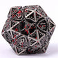 Fighter Solid Metal Polyhedral Dice Set - Ancient Silver w/Blood Splatters