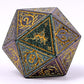 Druid Solid Metal RPG Dice Set - Glitter Green w/Gold