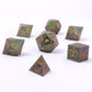 Druid Solid Metal RPG Dice Set - Glitter Green w/Gold