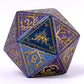 Druid Solid Metal RPG Dice Set - Glitter Blue w/Gold